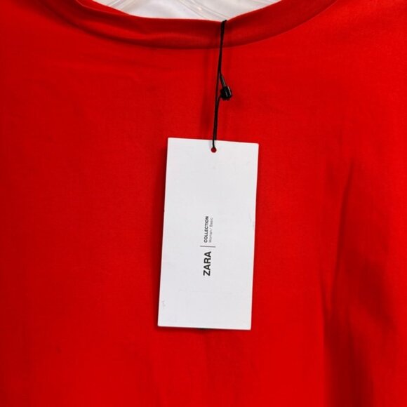 Zara W/B NEW Oversized Poplin Ruffles Dress Lightweight Boxy Tunic Cotton Shift - Picture 11 of 16